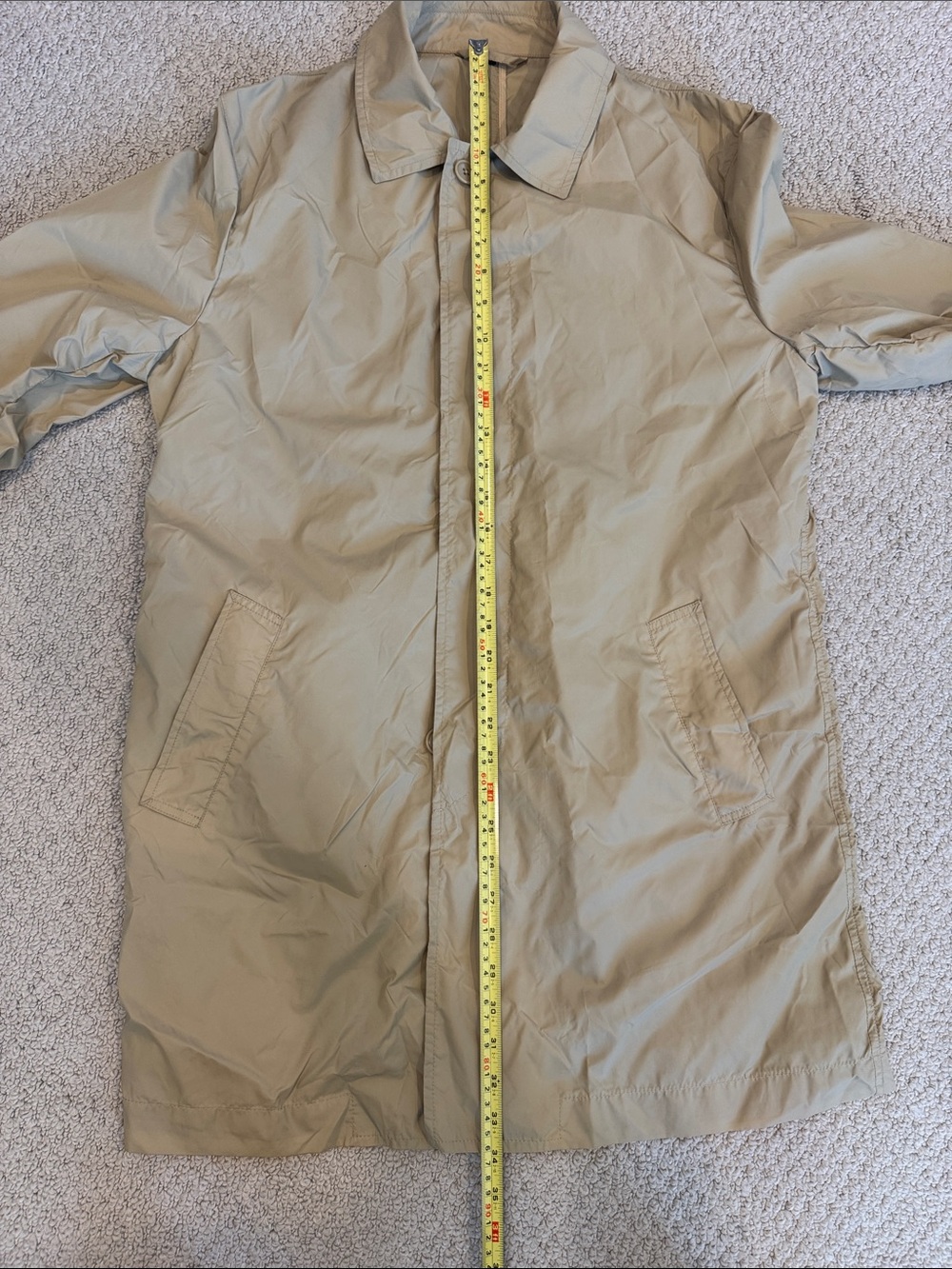 Muji Men's Light Tan Packable Trench Coat - Single-Breasted - Picture 3 of 10